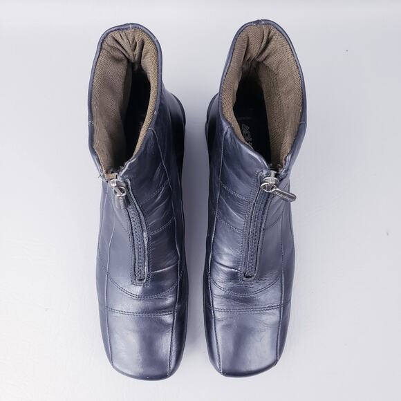 Aquatalia Womens Black Leather Square Toe Waterproof Zip Bootie Boot Shoe Size 8 - Picture 7 of 10